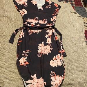 BNWT ECOWISH V-Neck Floral Belted Dress Lrg